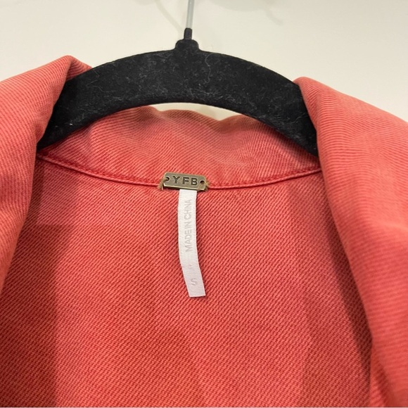 YOUNG FABULOUS and BROKE Red Orange Coral Denim Jacket Size S - Picture 5 of 8